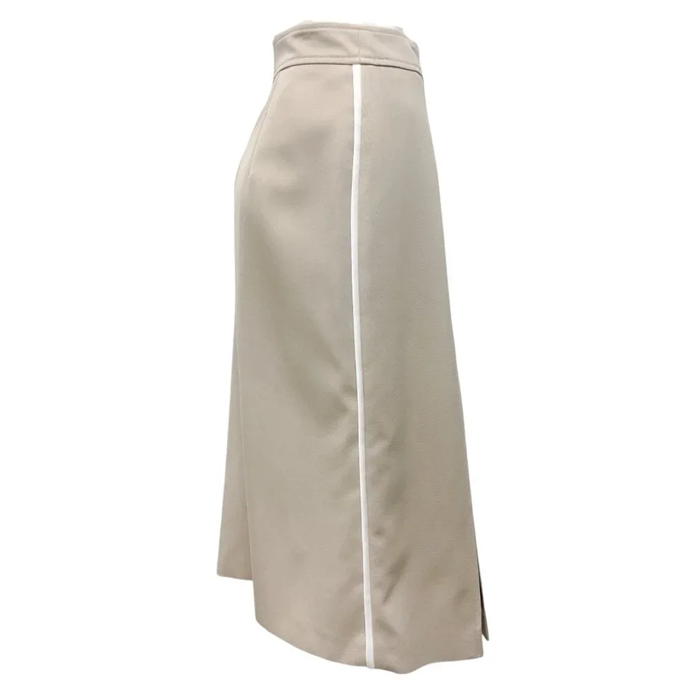 Prada Beige 2019 Paillette Sequin Embellished Wool Midi Skirt - Picture 2 of 6